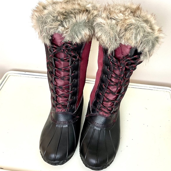 Sporto Natasha Waterproof Suede Leather Winter Duck Boots - Merlot - Size 8W - Picture 16 of 16